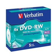VERBATIM DVD-RW 4,7 GB 4X JEWEL CASE*5 43285