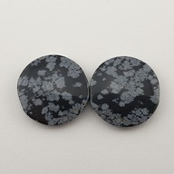 Snehový obsidián pár kabošónov fi ~ 1,9 cm č.1 Snehový obsidián pár kabošónov fi ~ 1,9 cm č.1