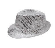 Trilby klobúk s flitrami - strieborný 1 ks. Trilby klobúk s flitrami - strieborný 1 ks.
