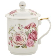 Porcelánový hrnček s nálevníkom + vrchnák + sitko na kvety 450 ml Porcelánový hrnček s nálevníkom + vrchnák + sitko na kvety 450 ml