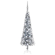 VidaXL Slim vianočný stromček s LED svetlami a ozdobami, s