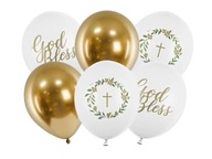 Latexové biele a zlaté balóny na prijímanie pri krste