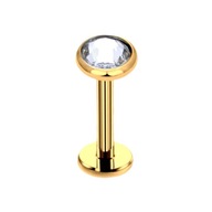 Titánové zlaté náušnice Labret s bielym zirkónom. Piercing 1,2/6/4 Titánové zlaté náušnice Labret s bielym zirkónom. Piercing 1,2/6/4