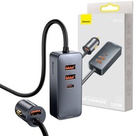 BASEUS NABÍJAČKA DO AUTOMA S PREdlžovacím káblom 3X USB-A 1X USB-C PD 120W 1,5M