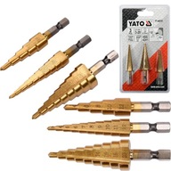 STEP KUŽELOVÉ VRTÁKY DO OCELE KOVU 3-20 MM 3 KUS HSS 4241 YATO STEP KUŽELOVÉ VRTÁKY DO OCELE KOVU 3-20 MM 3 KUS HSS 4241 YATO