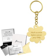 Gold Clover Keychain for Lucky 925 SILVER Darček GRAVÍROVANIE ZDARMA Gold Clover Keychain for Lucky 925 SILVER Darček GRAVÍROVANIE ZDARMA