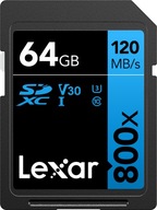Lexar SDXC 64 GB 120 MB/s UHS-I U1 V30 C10 800x Lexar SDXC 64 GB 120 MB/s UHS-I U1 V30 C10 800x
