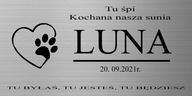 Tombstone gravírovanie oceľový plak labka srdce Tombstone gravírovanie oceľový plak labka srdce