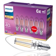 PHILIPS SET 6x E14 LED žiarovka 4,3W = 40W 2700K SVIEČKA TEPLÁ 470lm PHILIPS SET 6x E14 LED žiarovka 4,3W = 40W 2700K SVIEČKA TEPLÁ 470lm