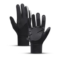 Zateplené, protišmykové rukavice na športový telefón (veľkosť L) - čierne