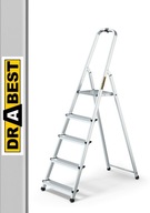 Hliníkový domáci rebrík, jednostranný, 5 stupňov DRABEST + HÁK