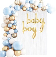 BABY SHOWER BOY balónová girlanda, modrá a zlatá BABY SHOWER BOY balónová girlanda, modrá a zlatá