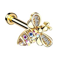 Labret s krištáľovou včelou 1,2/6 zlata Labret s krištáľovou včelou 1,2/6 zlata