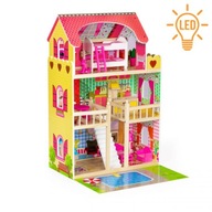 Drevený domček pre bábiky s osvetlením - ECOTOYS