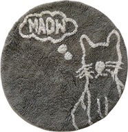 Okrúhly koberec, 70 cm, mačiatko, šedý bavlnený koberec