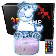 3D LED USB nočná lampa Peppa Pig + diaľkové ovládanie 3D LED USB nočná lampa Peppa Pig + diaľkové ovládanie