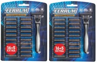 2x holiaci strojček Ferrum s náhradnými čepeľami 21 ks. 2x holiaci strojček Ferrum s náhradnými čepeľami 21 ks.