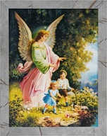 OBRAZ 45x35 ANJEL STRÁŽNY ANJEL ŠEDÝ RÁM OBRAZ 45x35 ANJEL STRÁŽNY ANJEL ŠEDÝ RÁM