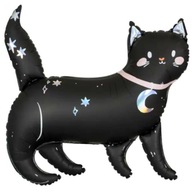 Fóliový balónik CAT s ružovým golierom HALLOWEEN, čierny Fóliový balónik CAT s ružovým golierom HALLOWEEN, čierny