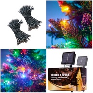 Solárne LED osvetlenie vianočného stromčeka, vianočná svetelná reťaz, 20m, 200LED viacfarebné Solárne LED osvetlenie vianočného stromčeka, vianočná svetelná reťaz, 20m, 200LED viacfarebné