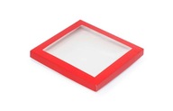 Ozdobná červená krabička s okienkom 210x210x20mm