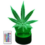Nočná lampa 3D LED farebné diaľkové ovládanie Marihuana Ganja R1