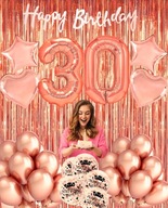 30th BirthDAY balóniky ružové zlato dekorácie SET