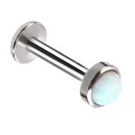 Labret s bielym opálom - Závit 1,2/6/4 strieborný Labret s bielym opálom - Závit 1,2/6/4 strieborný