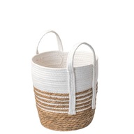 Pletený košík s rúčkami, biely, veľké L, štýl BOHO Pletený košík s rúčkami, biely, veľké L, štýl BOHO