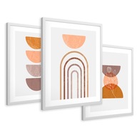 SET Zarámované obrazy plagáty abstraktné tvary boho triptych 43x99