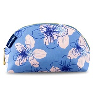 Modrá dámska kozmetická taška s kvetmi