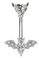 Devil Bat Heart Piercing do pupka kubické zirkóny Devil Bat Heart Piercing do pupka kubické zirkóny