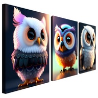 Obraz na plátne Sova do obývačky 120x60 triptych Obraz na plátne Sova do obývačky 120x60 triptych