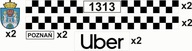 Magnetické nálepky označujúce taxi uber Poznaň