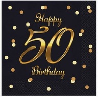 Čierne obrúsky B&C Happy 50 Birthday