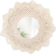 okrúhle BOHO ZRKADLO VEĽKÁ STENA 60cm NATURAL