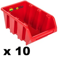 10 x Odpadkový box, sklad, garáž 80x115x60 mm Červená