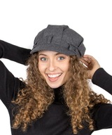 Tmavosivá baretová plochá čiapka vlnená módna