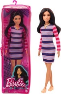 Pásikavé šaty pre bábiku Barbie Fashionistas GYB02