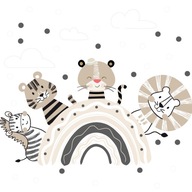 nálepky nálepka na stenu pre deti pastely zvieratká lev zebra 120