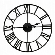 RÍMSKE NÁstenné HODINY RETRO VINTAGE 3D 60CM ČIERNA RÍMSKE NÁstenné HODINY RETRO VINTAGE 3D 60CM ČIERNA