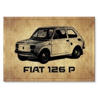 PLECHOVÝ DARČEK GRAFICKÝ OBRAZ NÁKRES FIAT 126P PLECHOVÝ DARČEK GRAFICKÝ OBRAZ NÁKRES FIAT 126P
