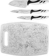 4-dielna súprava nožov doska z bieleho mramoru