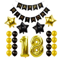 Narodeninová súprava Black Gold Banner Balloons Number Narodeninová súprava Black Gold Banner Balloons Number