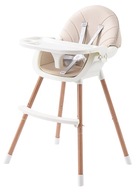 Detská stolička na kŕmenie 3v1, vysoká, pohodlná, podnos, sedák, pásy