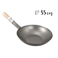 Profesionálny wok z uhlíkovej ocele s plochým dnom, priemer Ø35 cm