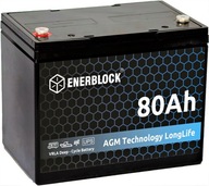 AGM BATTERY 12V 80AH BEZÚDRŽBOVÝ ENERBLOCK DEEP-CYCLE