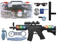 Policajný set: Policajt v kufri s efektmi svetelnej zvukovej pušky