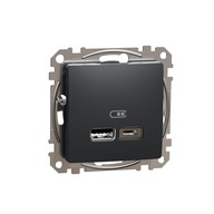 Dvojitá USB nabíjačka typu A+C 2,4A, antracitová Sedna Design&Elements Dvojitá USB nabíjačka typu A+C 2,4A, antracitová Sedna Design&Elements