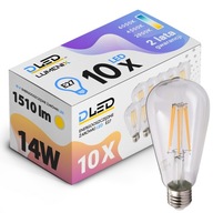10x E27 LED FILAMENT ŽIAROVKA Edison DEKORATÍVNA SLZBA 14W 1510lm TEPLÁ 10x E27 LED FILAMENT ŽIAROVKA Edison DEKORATÍVNA SLZBA 14W 1510lm TEPLÁ